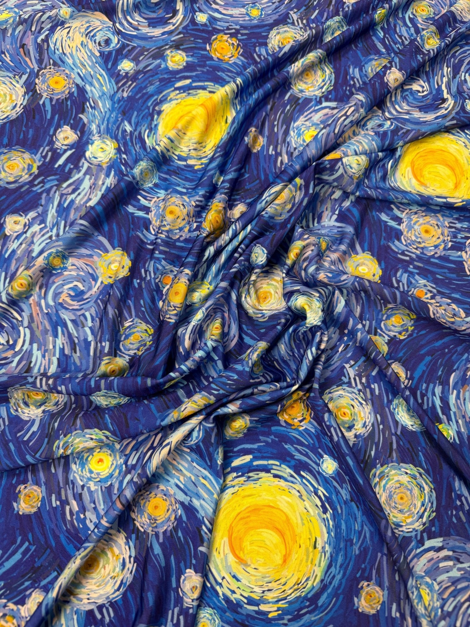Blue Starry Print Spandex Fabric by the Metre - Whotex Fabrics London