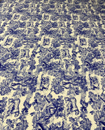 Blue Toile Print Crepe Fabric by the Metre - Whotex Fabrics London