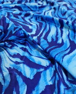 Blue Zebra Print Fabric, Abstract Blue And White Colors - Whotex Online Fabric Store