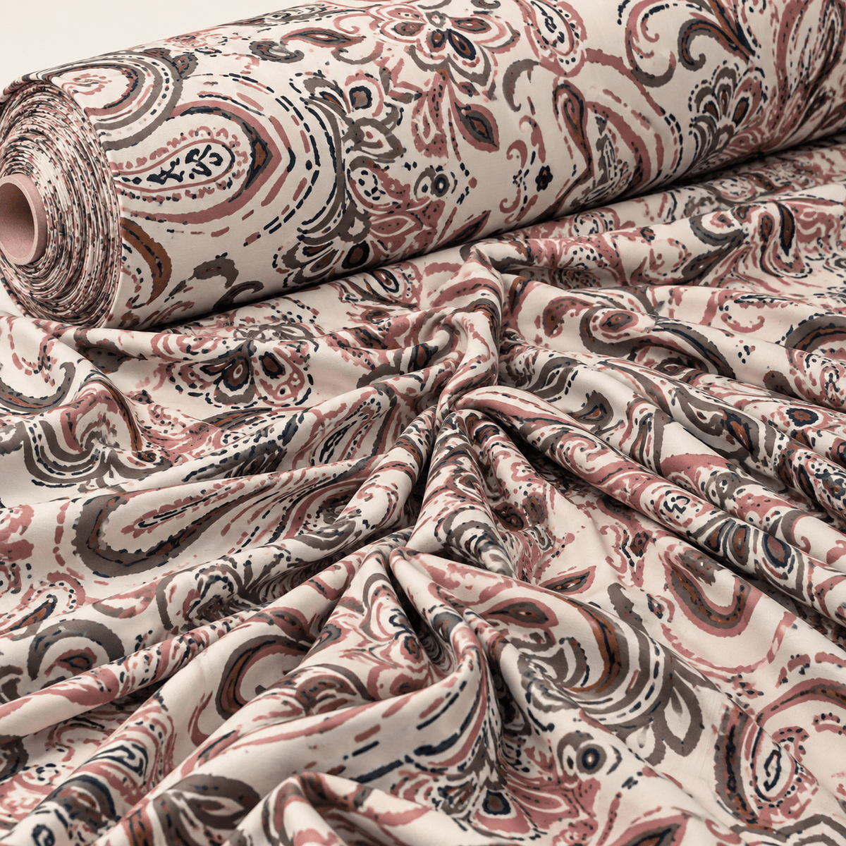 Blush Pink Ornamental Fabric by the Metre - Whotex Fabrics London