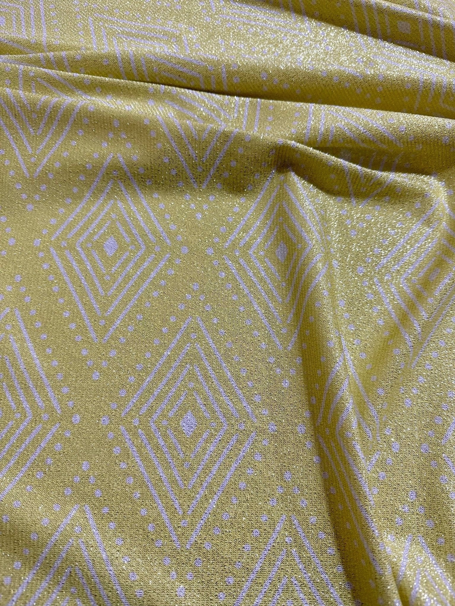 Boho Style Shimmer Lurex Fabric, Tribal ikat Pattern Glitter Stretch Spandex Fabric, Dancewear, tights,dress fabric, Evening Dress Fabric - Whotex