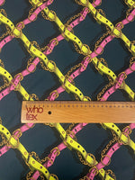 Bold Chain & Belt Print Fashion Fabric by the Metre - Whotex Fabrics London