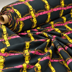 Bold Chain & Belt Print Fashion Fabric by the Metre - Whotex Fabrics London
