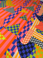 Bold Checkerboard Geometric Organic Cotton Poplin Fabric by the Metre - Whotex Fabrics London