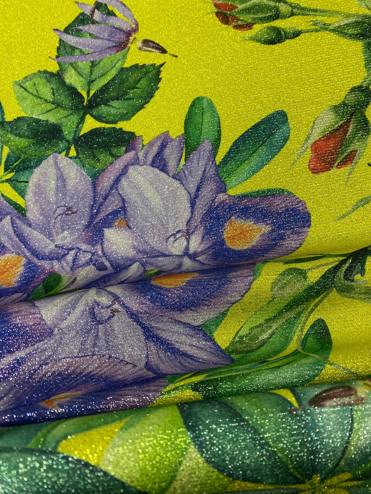 Bold Floral Lurex Fabric by the Metre - Whotex Fabrics London