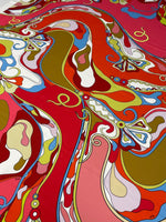 Bold Psychedelic Red Fabric – Retro Abstract Swirl Pattern Textile Design - Whotex Online Fabric Store