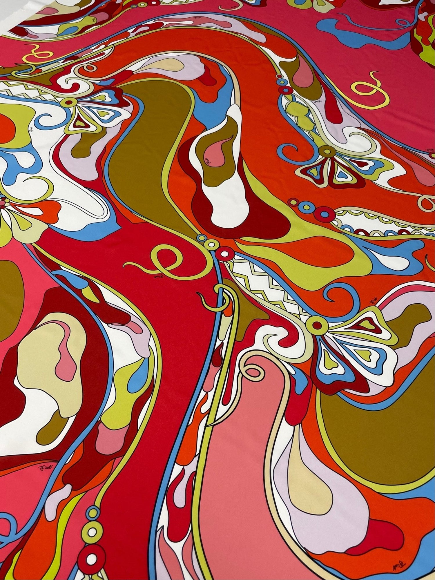Bold Psychedelic Red Fabric – Retro Abstract Swirl Pattern Textile Design - Whotex Online Fabric Store