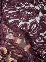 Bordeaux Lace Fabric, Floral Pattern Lace Fabric - Whotex Online Fabric Store