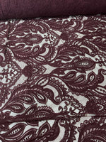 Bordeaux Lace Fabric, Floral Pattern Lace Fabric - Whotex Online Fabric Store