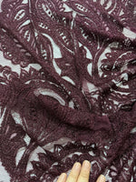 Bordeaux Lace Fabric, Floral Pattern Lace Fabric - Whotex Online Fabric Store