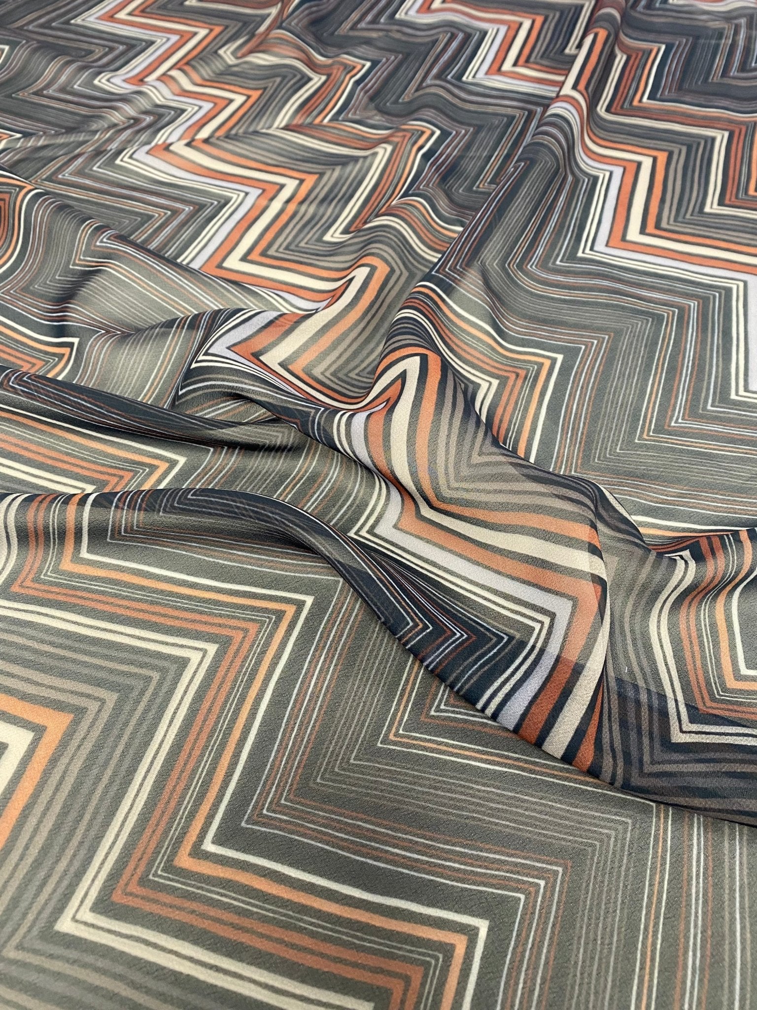 Brown and Beige Chevron Zigzag Pattern Fabric - Whotex Online Fabric Store