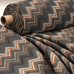 Brown and Beige Chevron Zigzag Pattern Fabric by Metre - Whotex Fabrics London