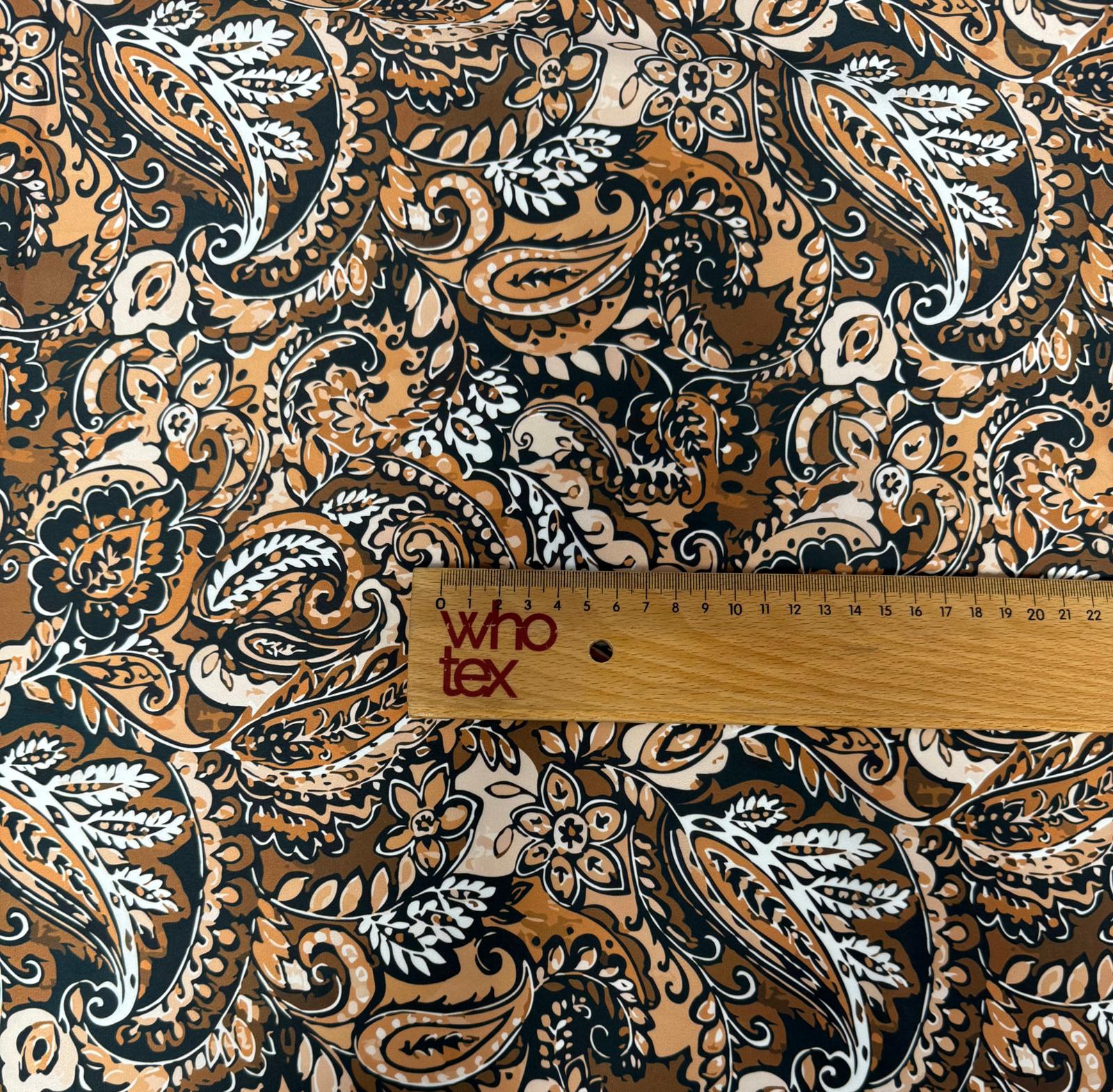Brown & Beige Paisley Print Fabric by the Metre | Dressmaking - Whotex Fabrics London