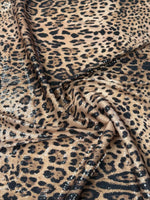 Brown Leopard Sequin Fabric by the Metre - Whotex Fabrics London