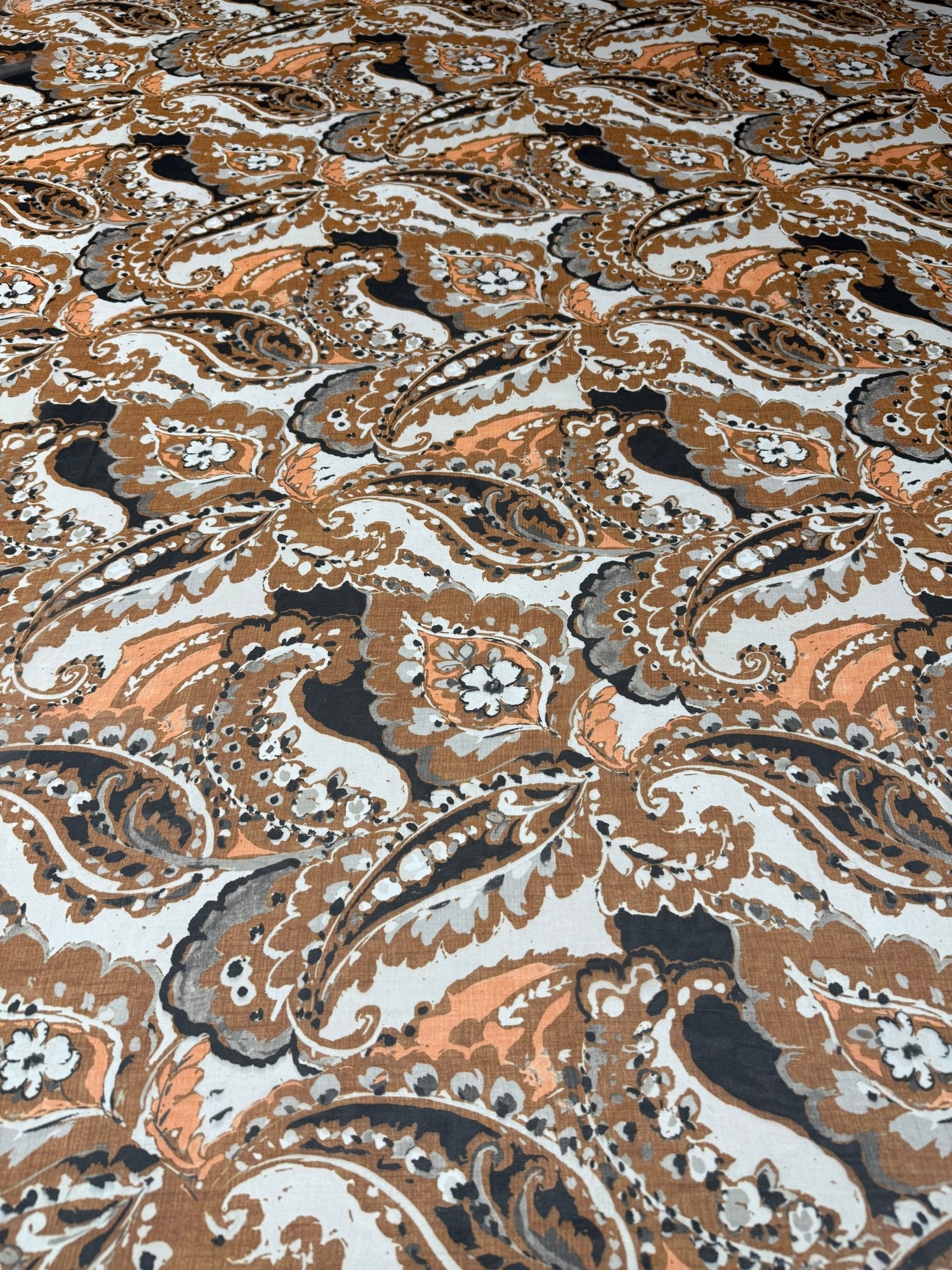 Brown Paisley Pattern Fabric – Elegant Dress & Craft Textile - Whotex Fabrics London