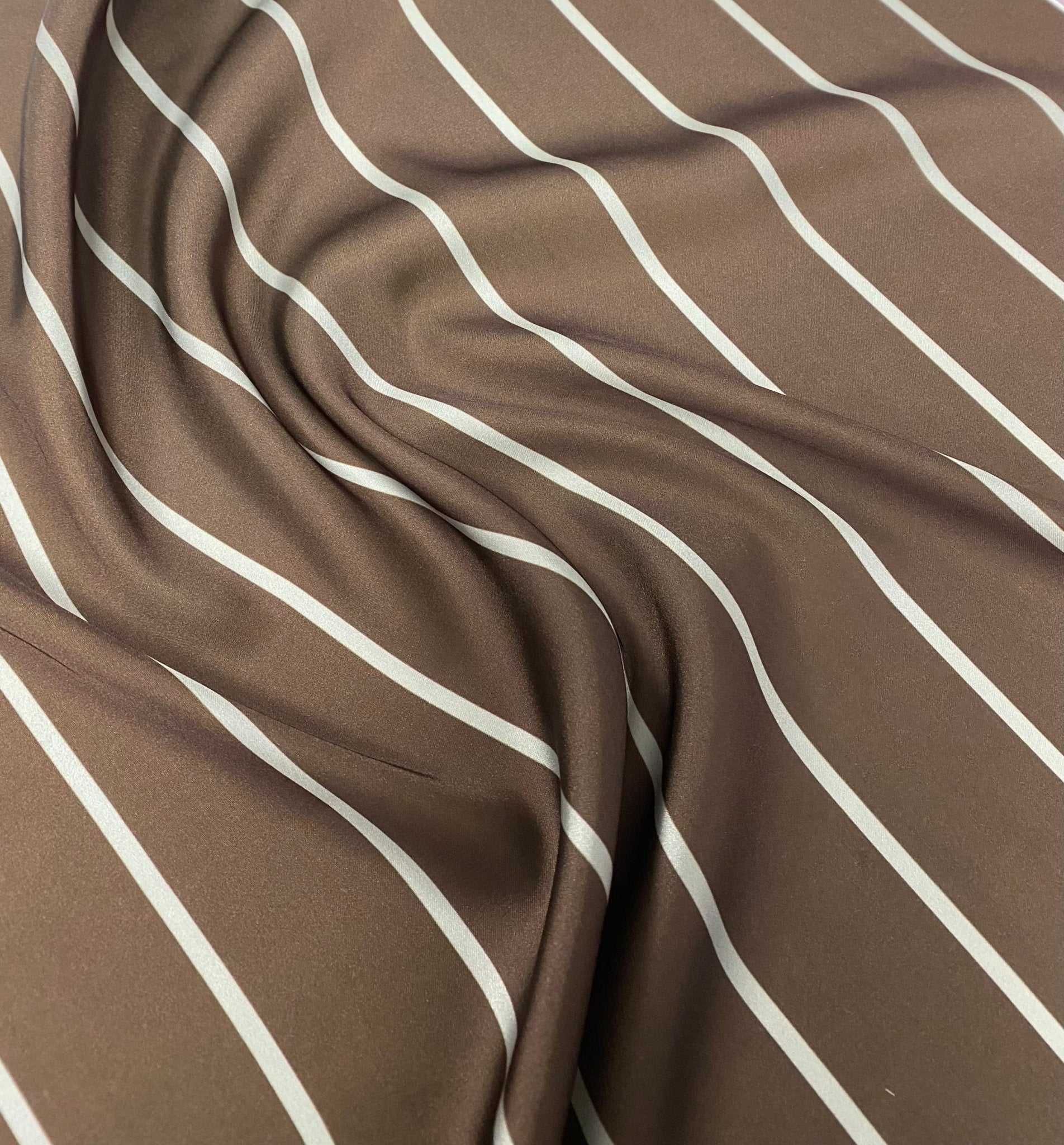 Brown Stripe Fabric – Minimal Cream Line Design - Whotex Fabrics London