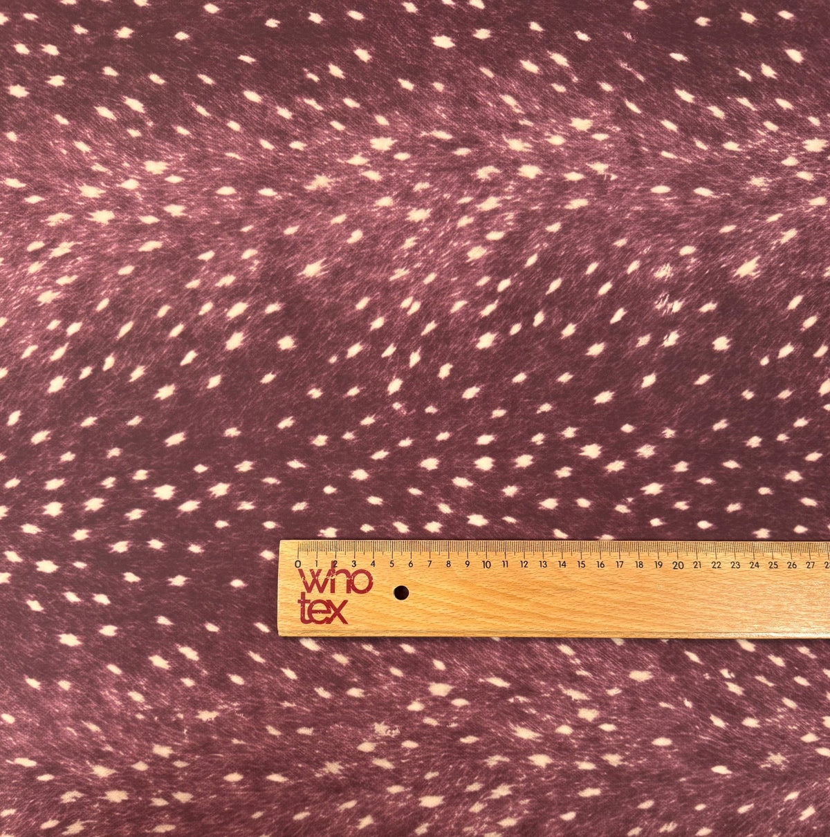 Burgundy Fawn Deer Print Fabric by the Metre - Whotex Fabrics London