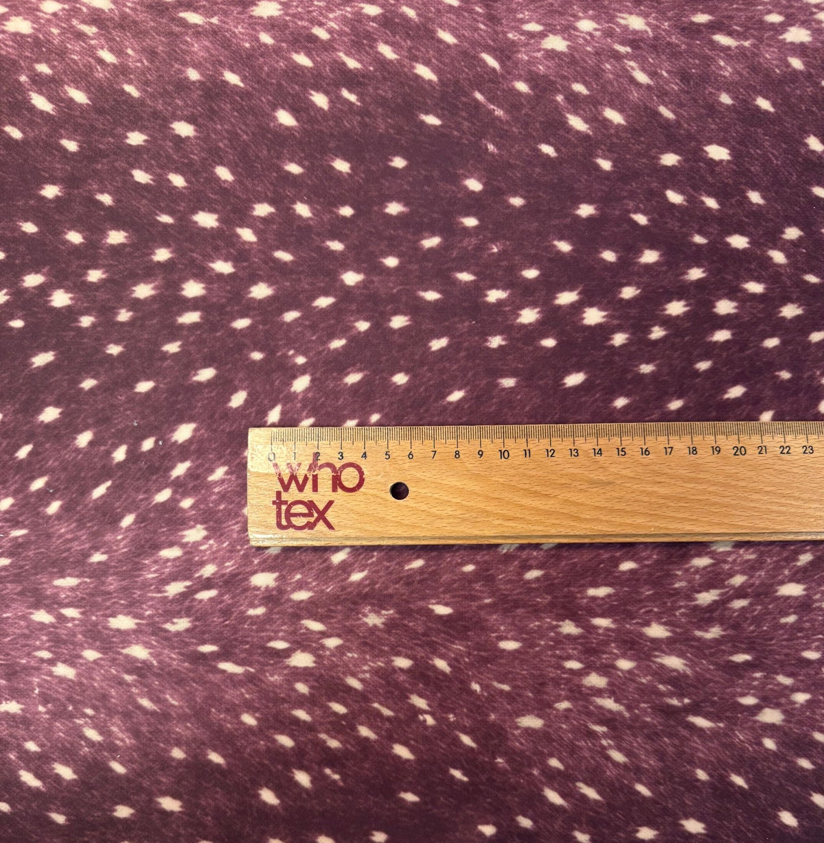 Burgundy Fawn Deer Print Stretch Scuba Fabric by the Metre - Whotex Fabrics London