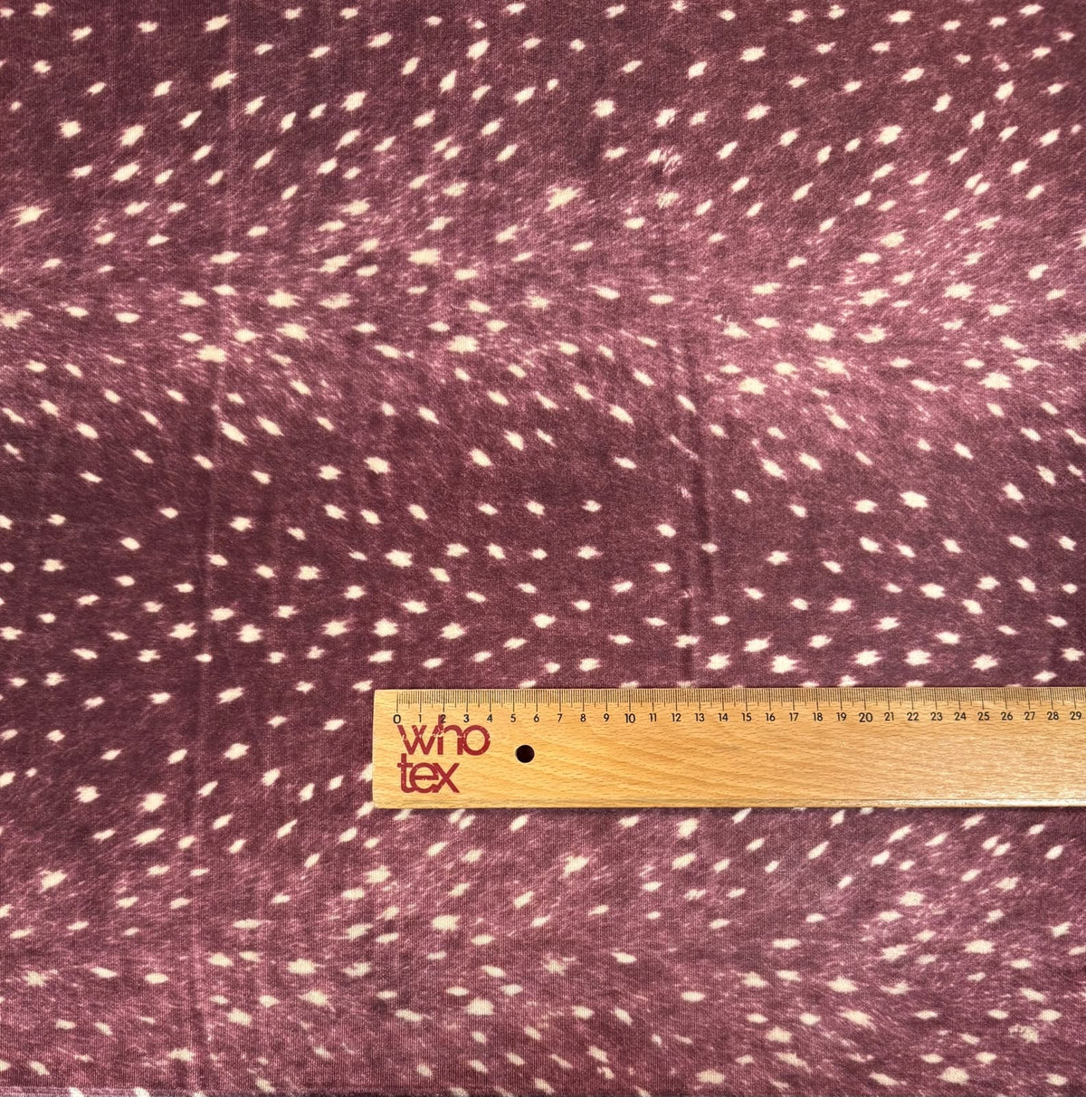 Burgundy Fawn Deer Print Velvet Fabric by the Metre - Whotex Fabrics London