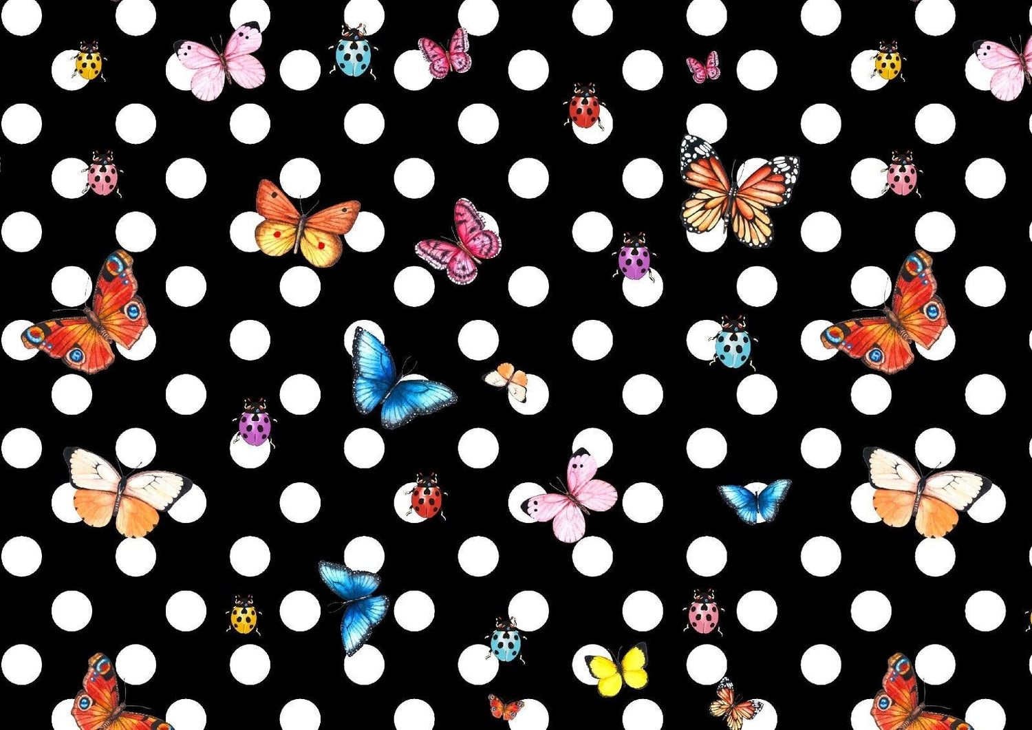 Butterfiles pattern fabric, Black White Polka dot pattern fabric, Silky Satin Silky crepe Spandex - Whotex Online Fabric Store