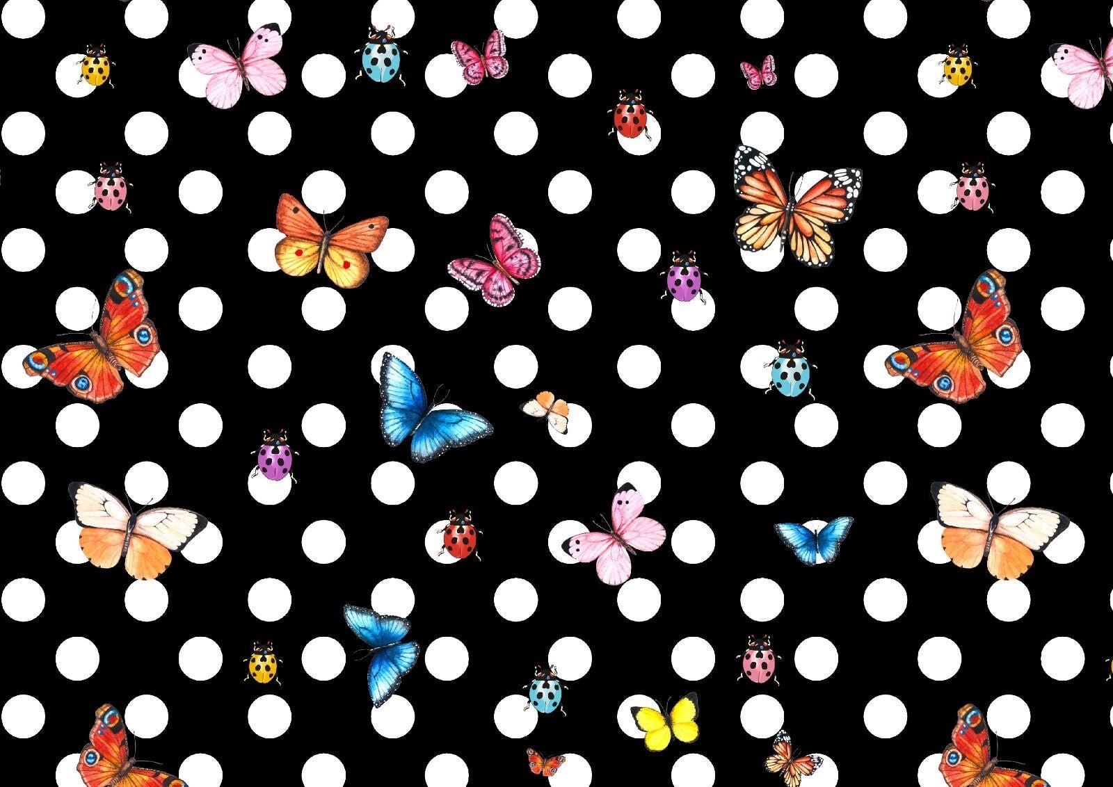 Butterfiles pattern fabric, Black White Polka dot pattern fabric, Silky Satin Silky crepe Spandex - Whotex Online Fabric Store