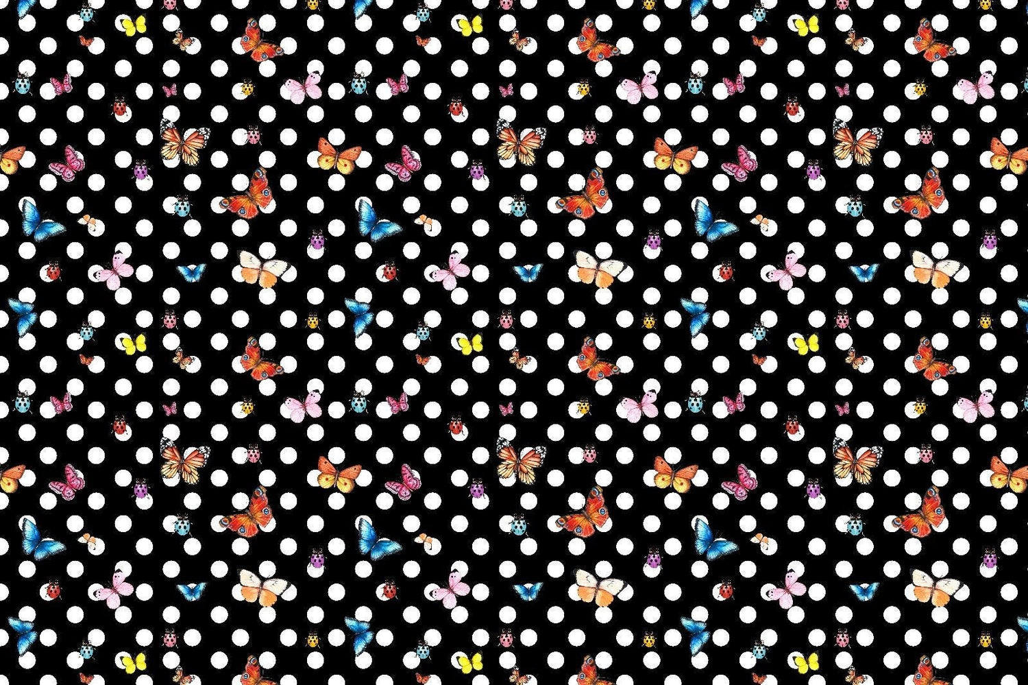 Butterfiles pattern fabric, Black White Polka dot pattern fabric, Silky Satin Silky crepe Spandex - Whotex Online Fabric Store