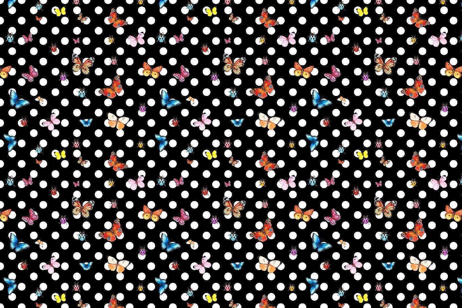 Butterfiles pattern fabric, Black White Polka dot pattern fabric, Silky Satin Silky crepe Spandex - Whotex Online Fabric Store