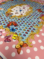 Butterflies Pink Polka Dot Fabric by the Metre - Whotex Fabrics London