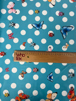 Butterfly & Ladybird Polka Dot Fabric by the Metre - Whotex Fabrics London
