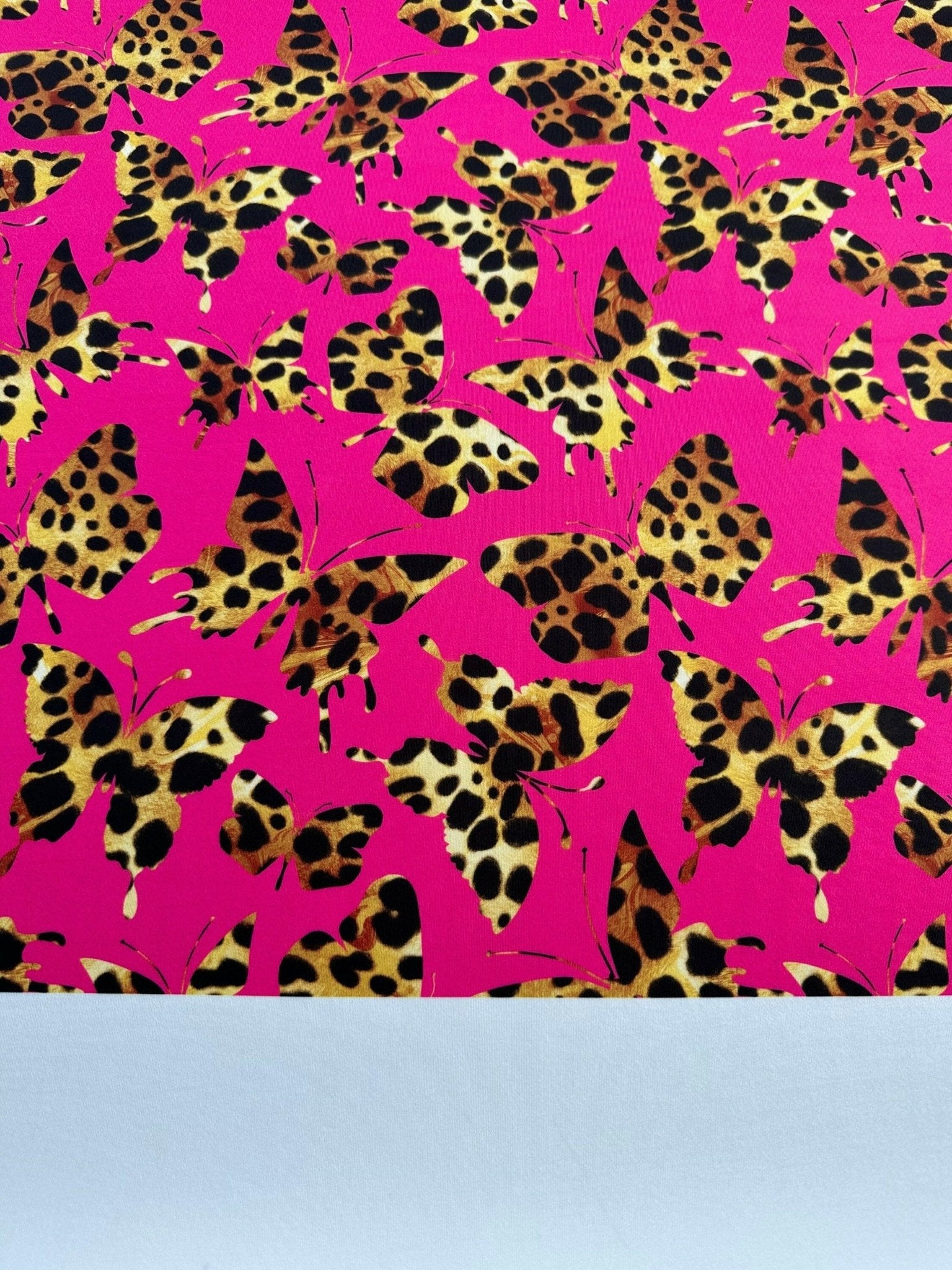 Butterfly Pattern Spandex Fabric, 4 - way stretch fabric, Hot Pink Fabric,dancewear, activewear, sportwear , made in turkey - Whotex