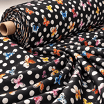 Butterfly Polka Dot Satin Fabric by the Metre - Whotex Fabrics London