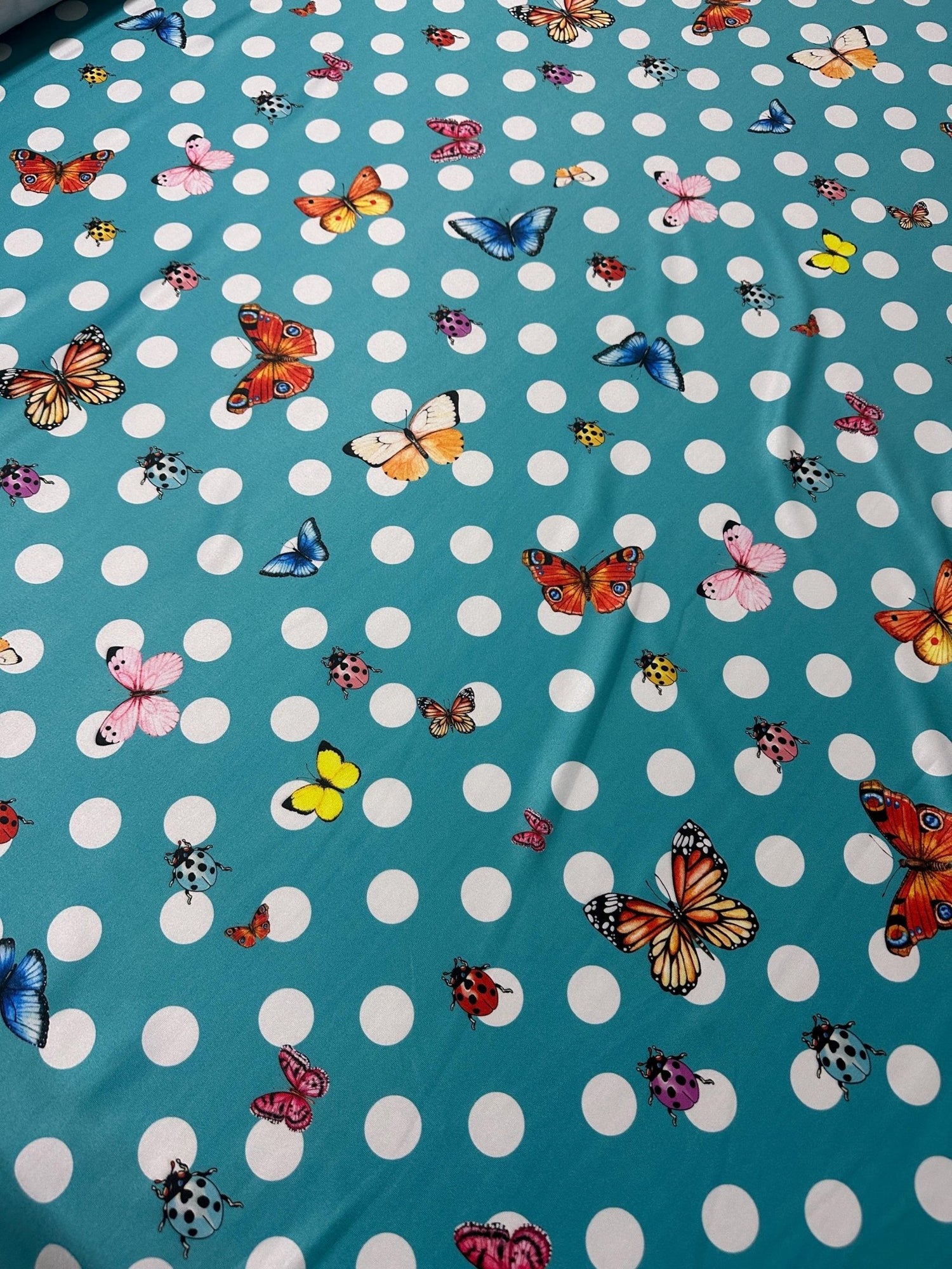ButterflyFabric, Polka Dot Pattern, Baby Blue Color - Whotex Online Fabric Store