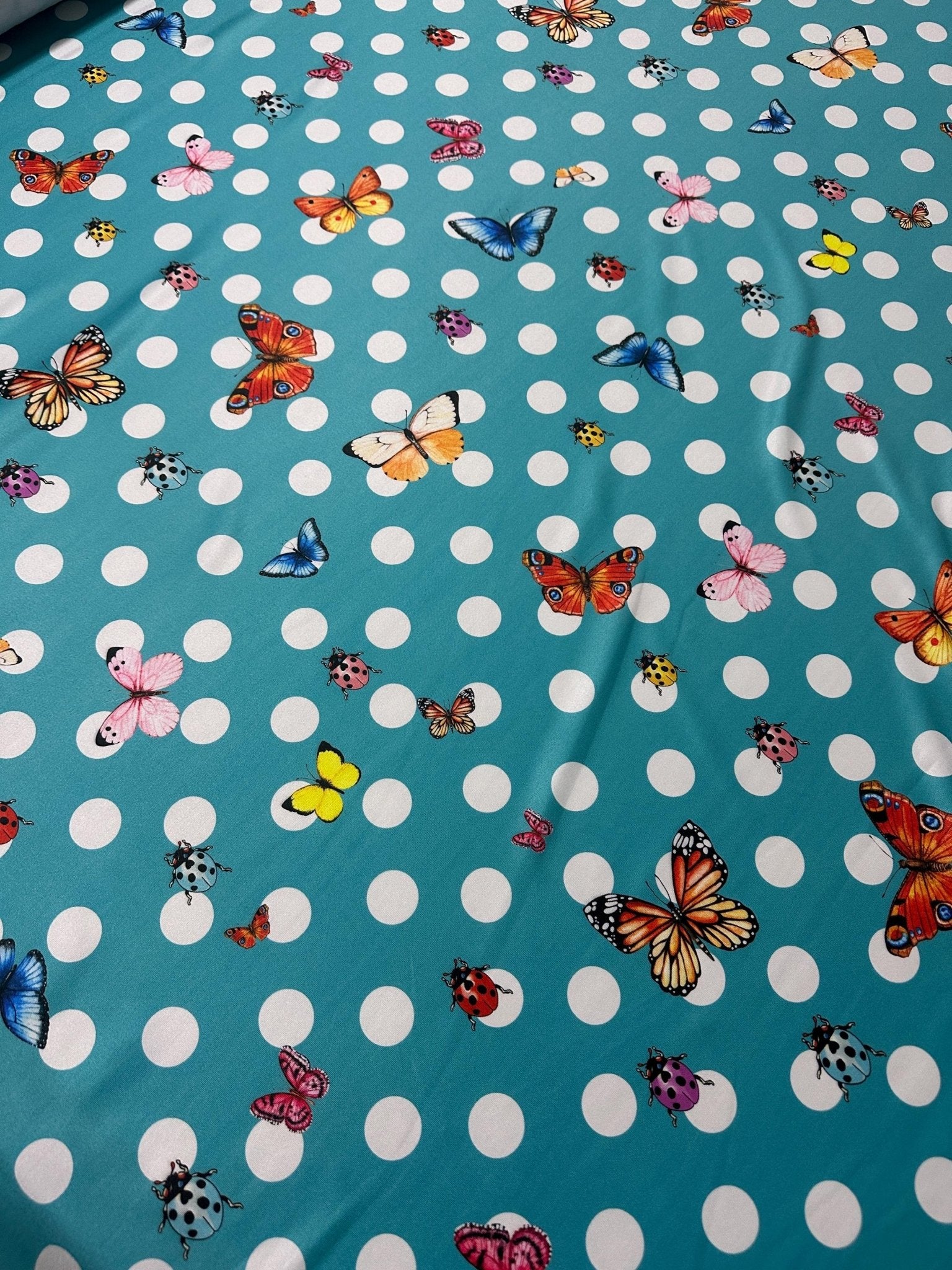 ButterflyFabric, Polka Dot Pattern, Baby Blue Color - Whotex Online Fabric Store