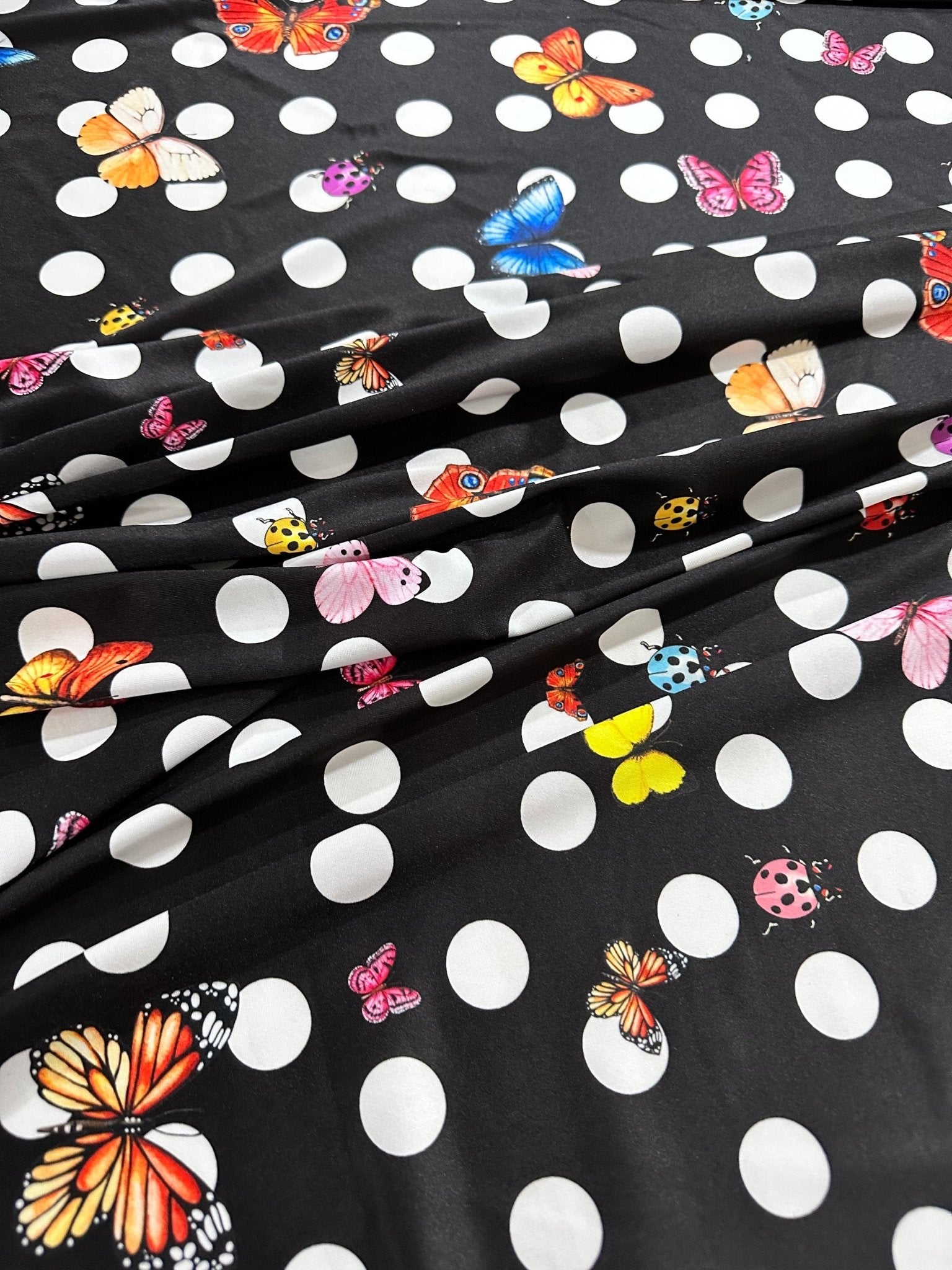 ButterflyFabric, Polka Dot pattern Fabric, Black color Fabric - Whotex Online Fabric Store