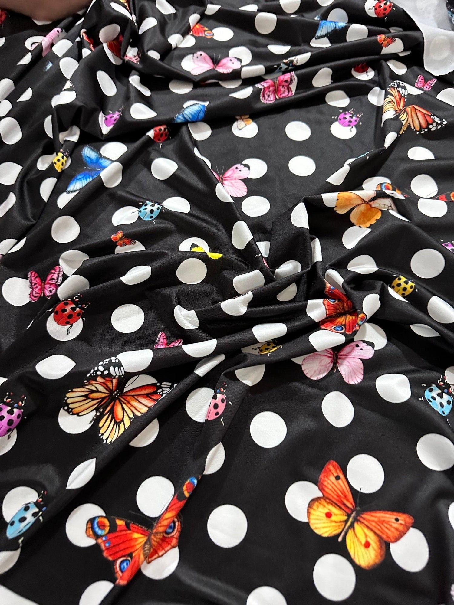 ButterflyFabric, Polka Dot pattern Fabric, Black color Fabric - Whotex Online Fabric Store