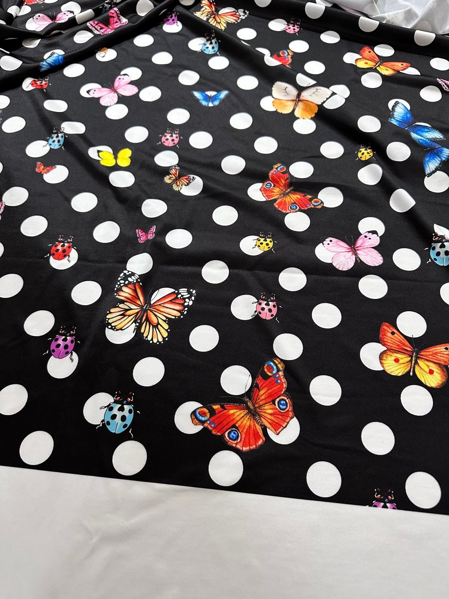 ButterflyFabric, Polka Dot pattern Fabric, Black color Fabric - Whotex Online Fabric Store