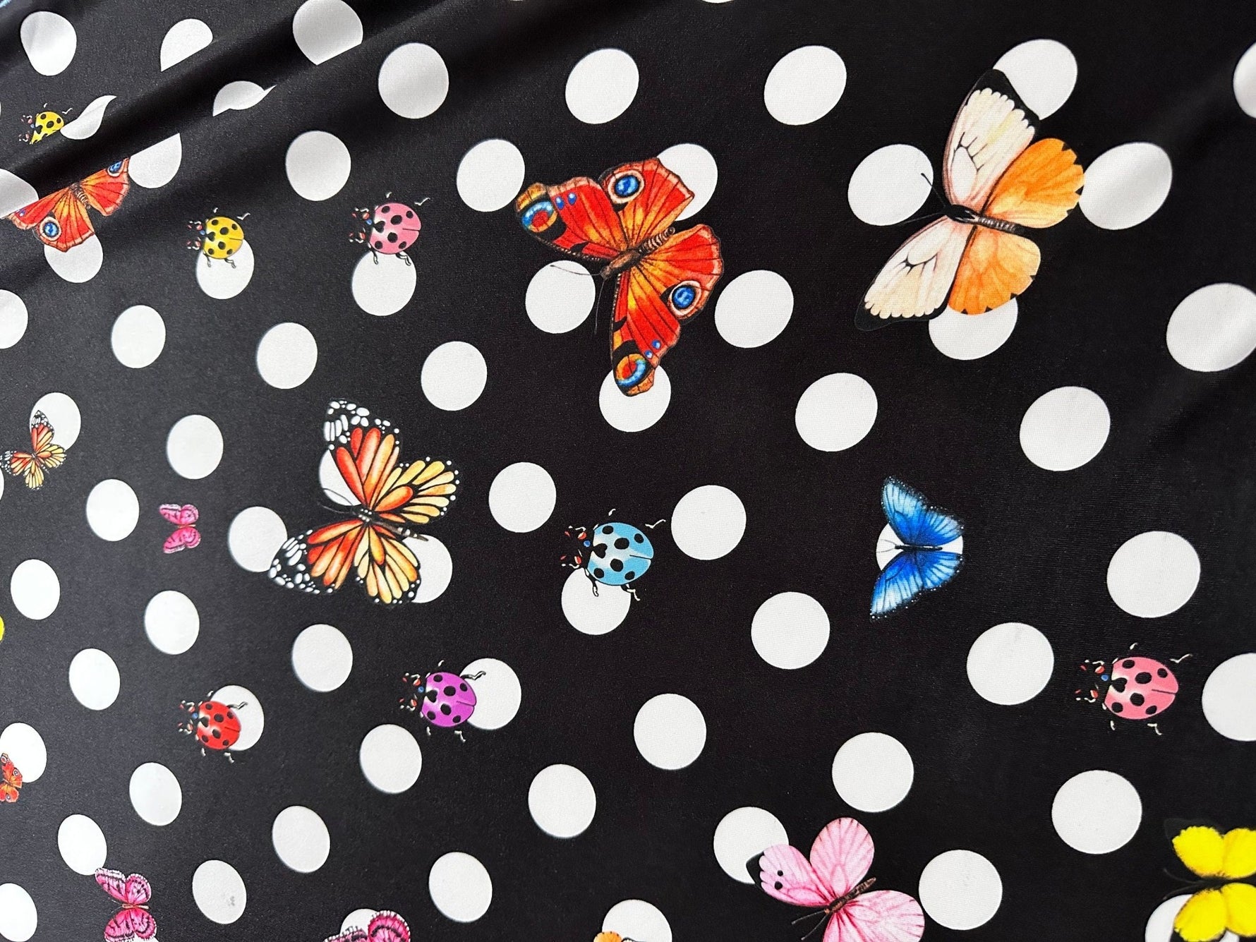 ButterflyFabric, Polka Dot pattern Fabric, Black color Fabric - Whotex Online Fabric Store