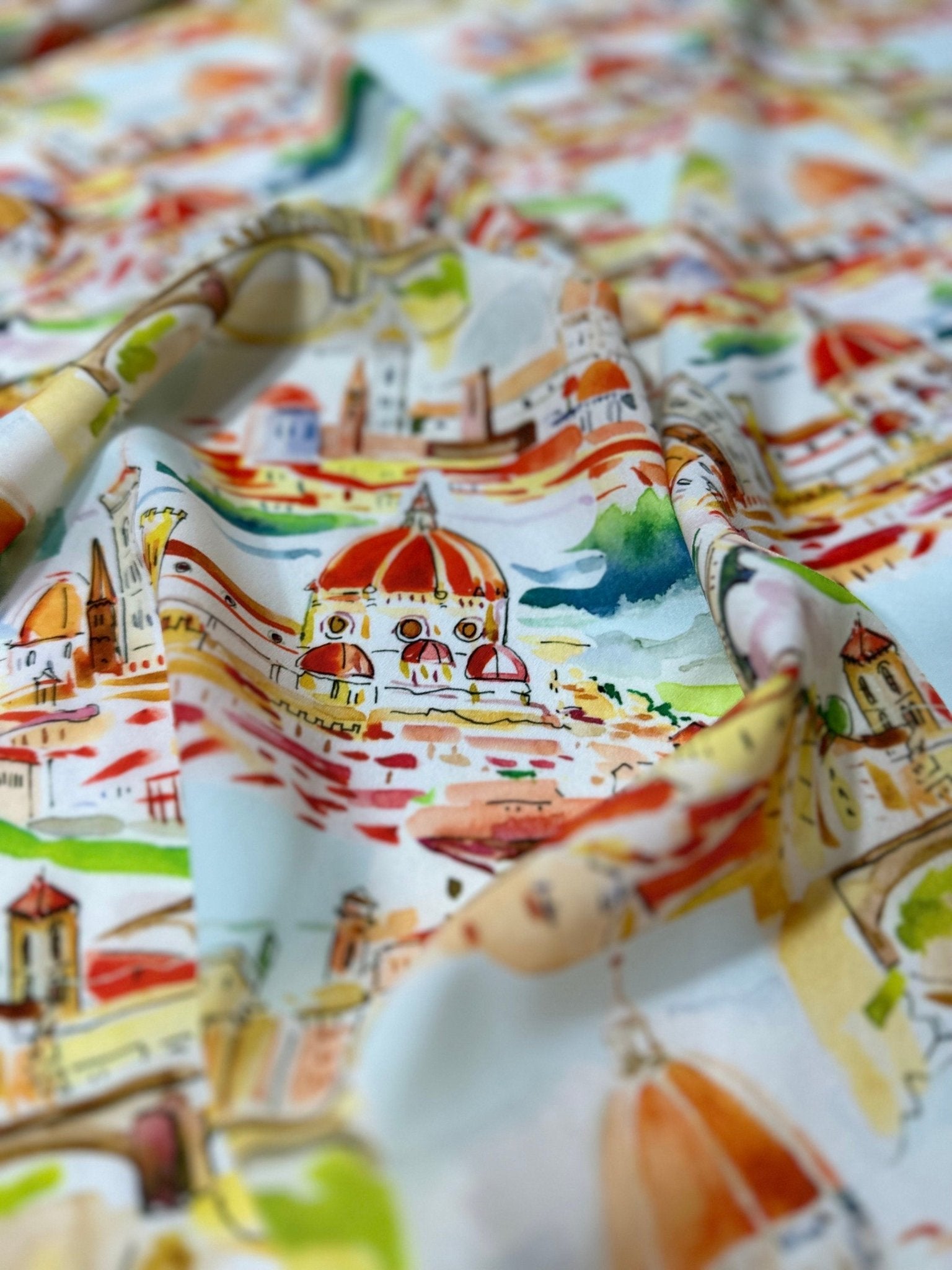 Cathedral in Florence Pattern Crepe Fabric - Whotex