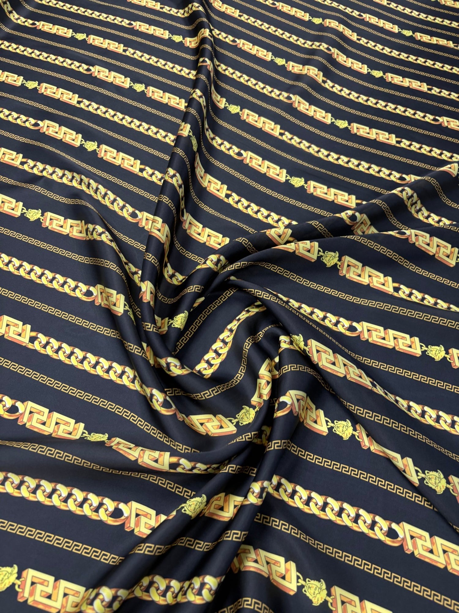 Chain Print Satin Fabric by the Metre - Whotex Fabrics London