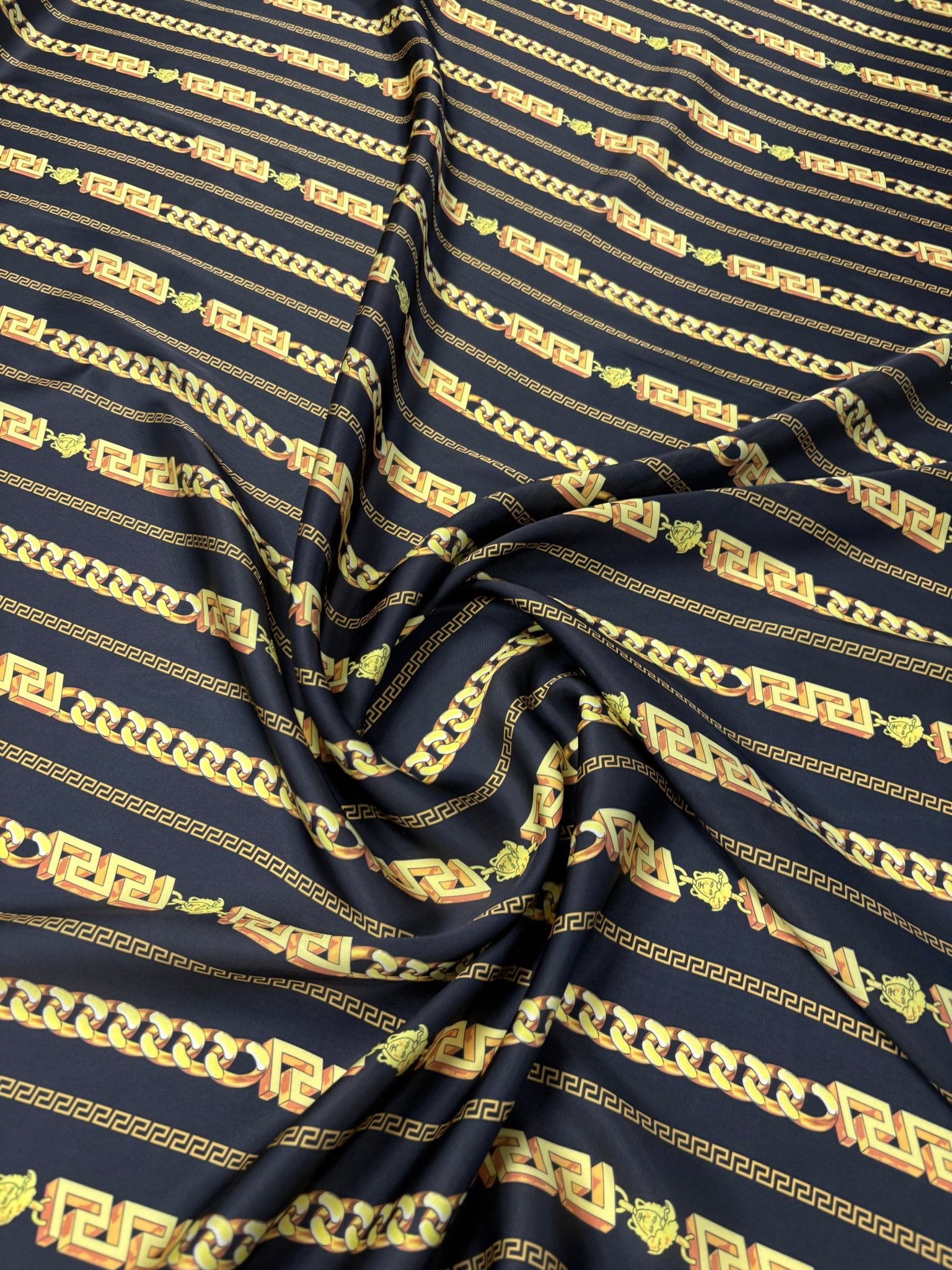 Chain Print Satin Fabric by the Metre - Whotex Fabrics London