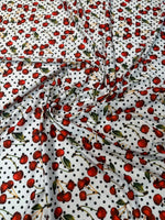 Cherry Polka Dot Spandex Fabric by the Metre - Whotex Fabrics London