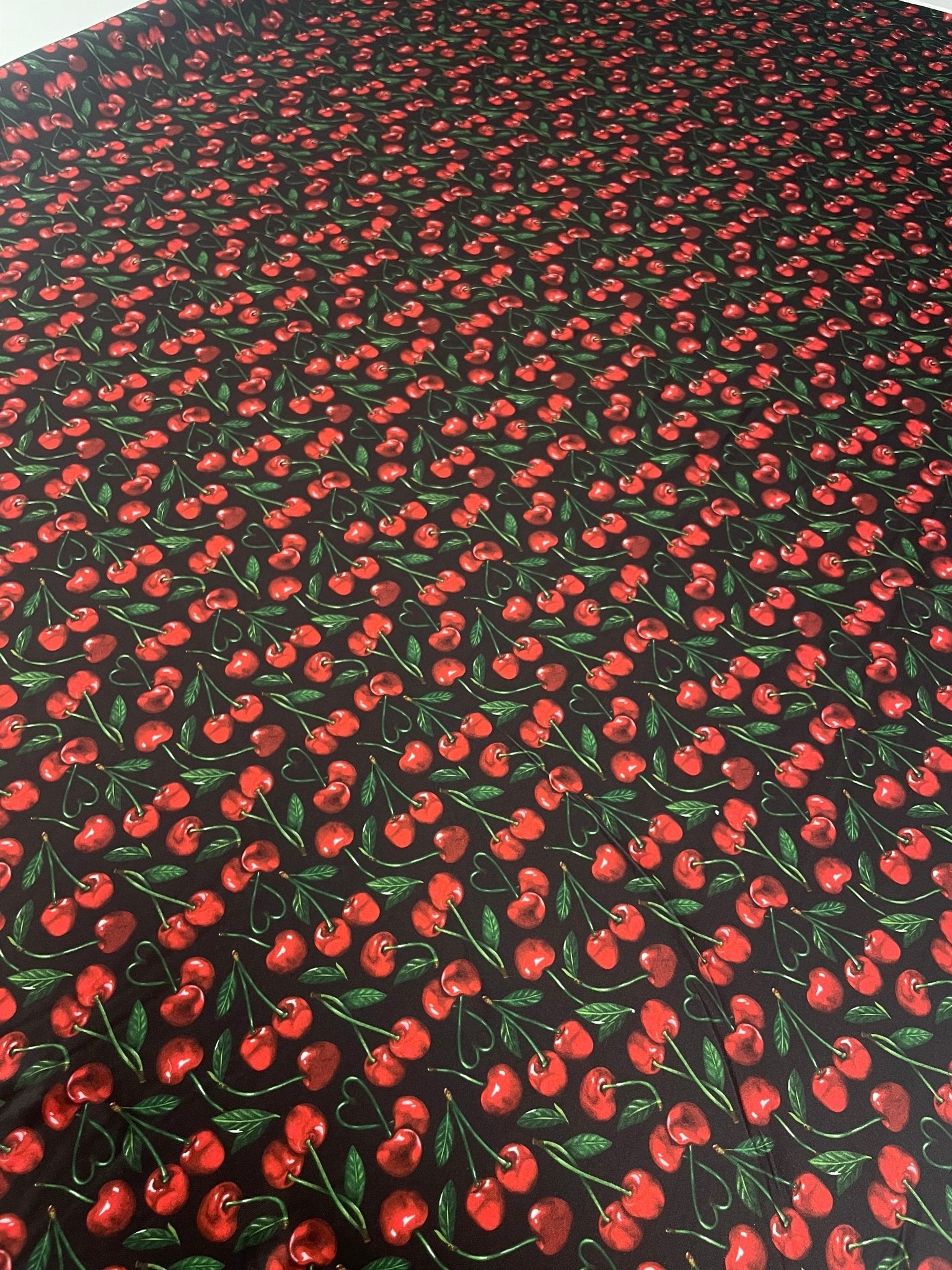 Cherry Print Fabric – Retro Red Fruit Pattern by Metre - Whotex Fabrics London