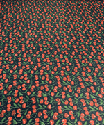 Cherry Print Lurex Fabric by the Metre - Whotex Fabrics London
