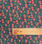 Cherry Print Lurex Fabric by the Metre - Whotex Fabrics London
