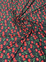 Cherry Print Lycra Stretch Fabric by the Metre - Whotex Fabrics London