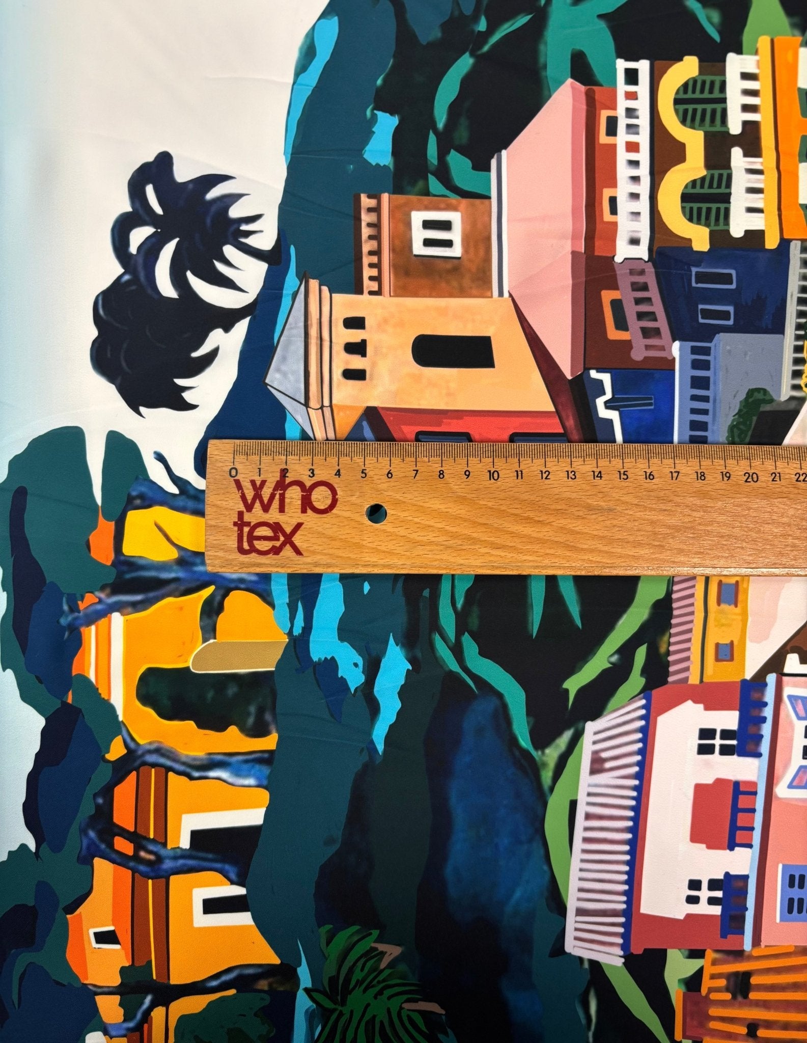 Cityscape Print Crepe Fabric by the Metre - Whotex Fabrics London