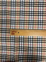Classic Beige Check Poplin Fabric by the Metre - Whotex Fabrics London