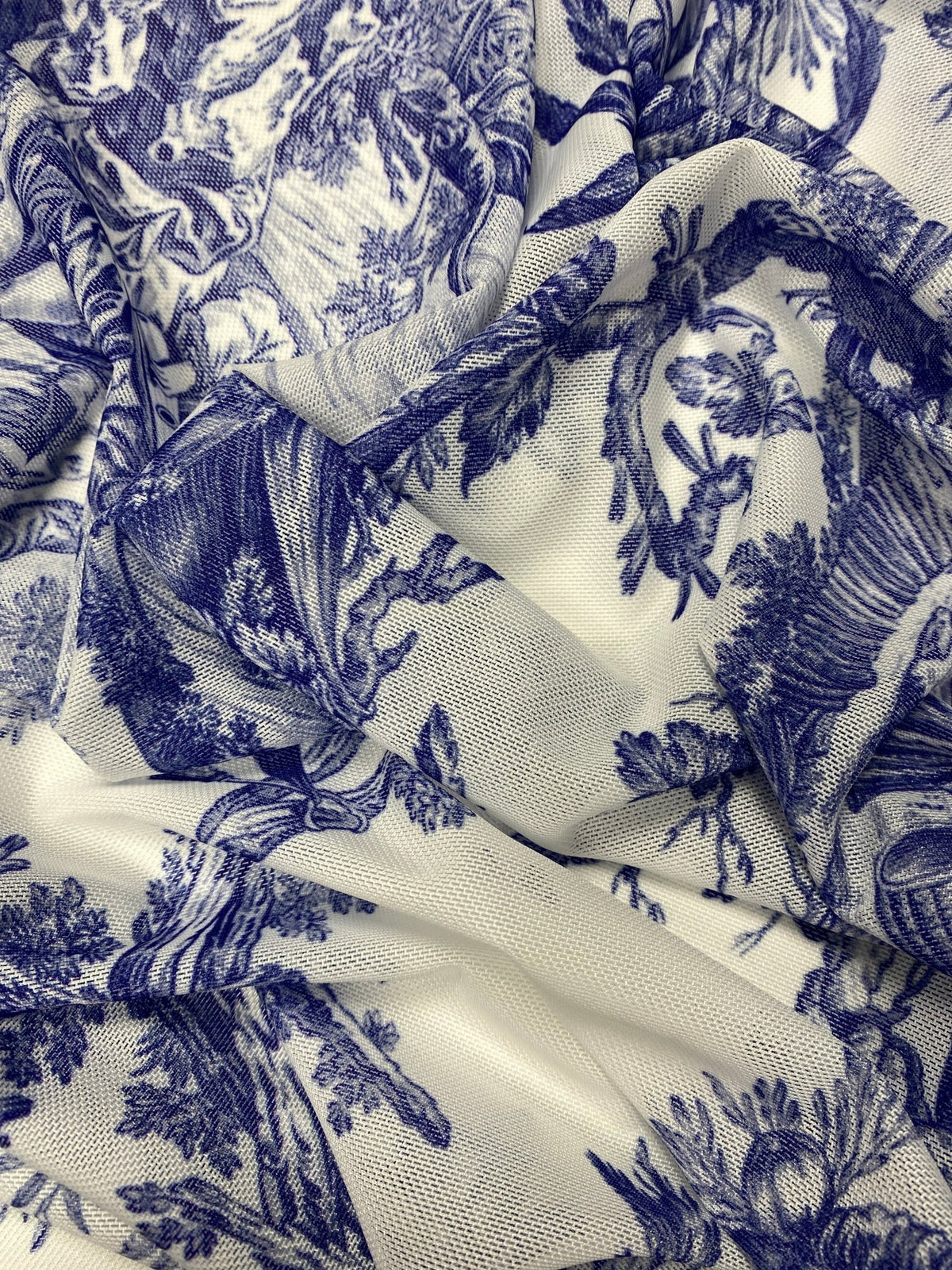 Classic Blue Toile de Jouy Fabric by Metre - Whotex Fabrics London