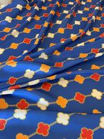 Clover Chain Pattern Fabric, Chain Pattern Navy Blue Color Fabric By The Yard - Whotex Online Fabric Store