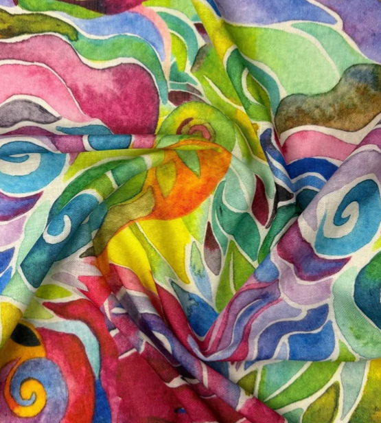 Colorful Abstract Floral Swirl Fabric Sold by Metre - Whotex Fabrics London